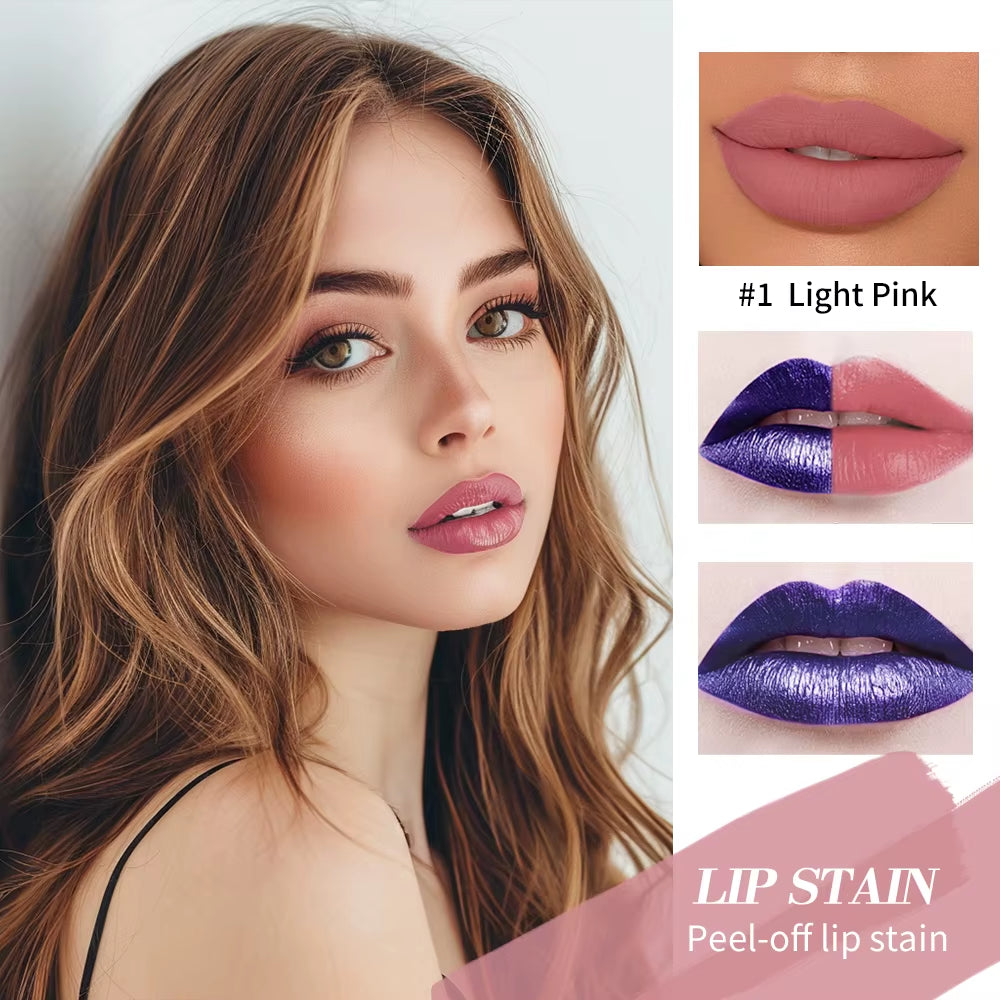 Lip Stain Peel off and Reveal Long Lasting Waterproof Pink Lip Tint Transfer Proof Natural Lip Stain